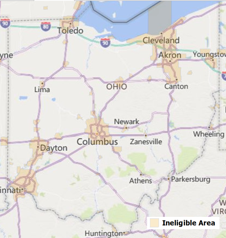 Ohio USDA Eligibility Map